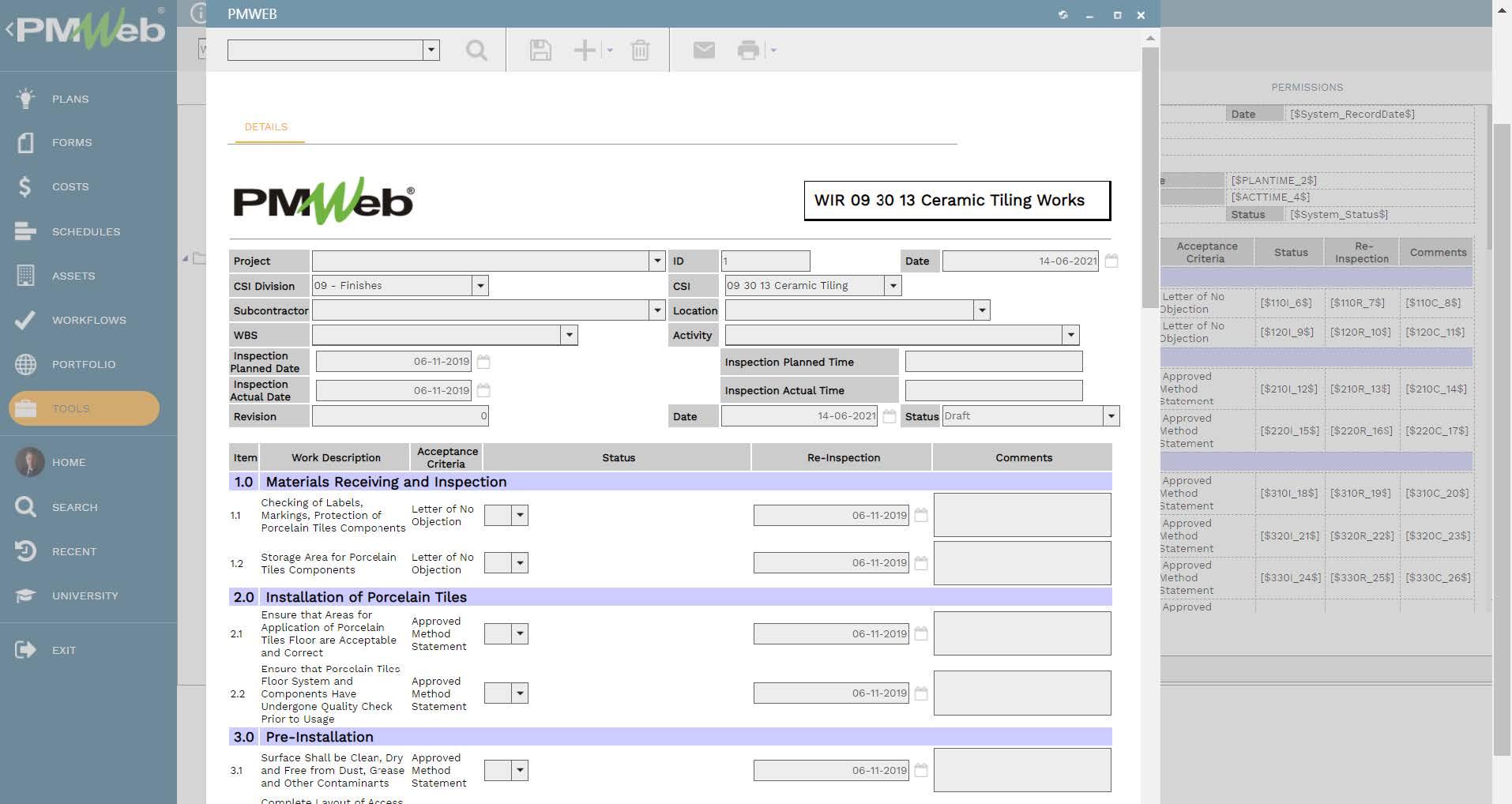 PMWeb 7 Tools Details