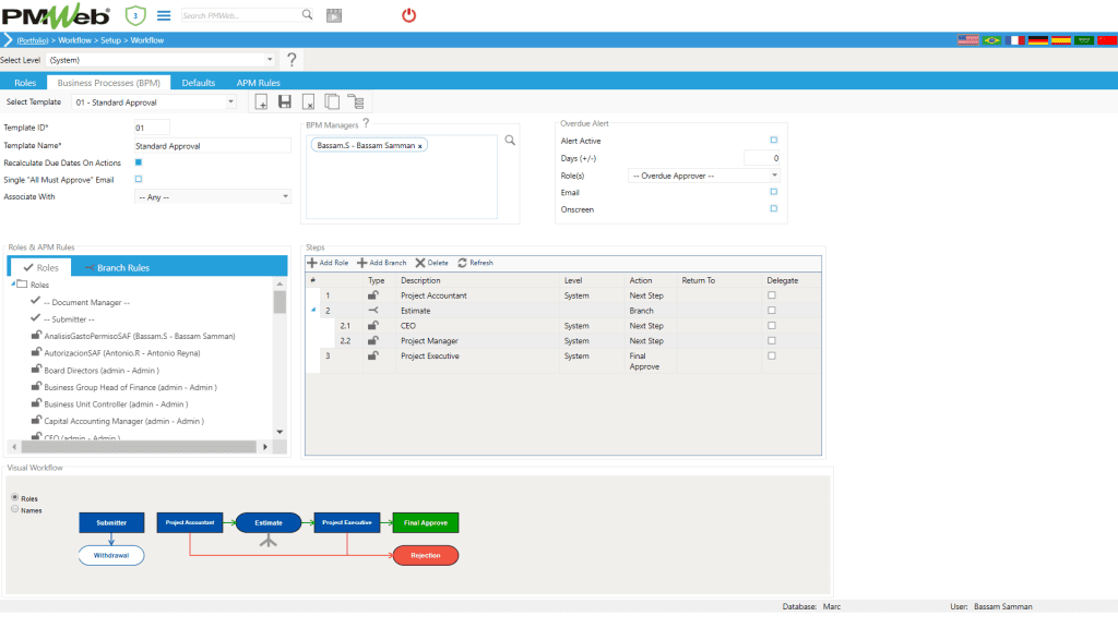 PMWeb 7 Workflow Setup Business Processes (BPM) used in the ICC Arbitration Process