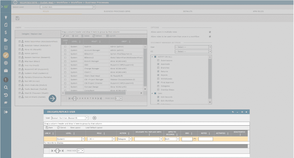 PMWeb 7 Outlet Mail Workflow Workflow Business Processes Delegate/Replace User 