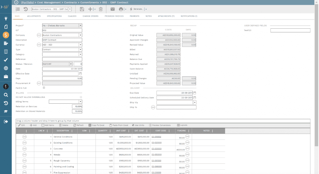 PMWeb 7 Cost Managment Contracts Commitments 