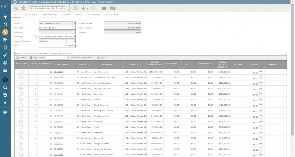 PMWeb 7 Cost Management Budgets for tracking funds from the new Infrastructure Bill