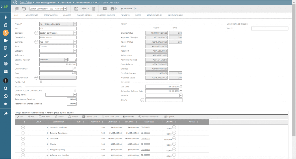 PMWeb 7 Cost Management Contracts  Commitments