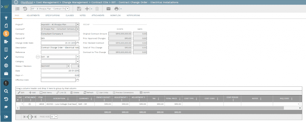 PMWeb 7 Cost Management Change Managment Contract COs 