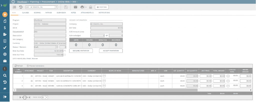 PMWeb 7 Planning Procurement Online Bids