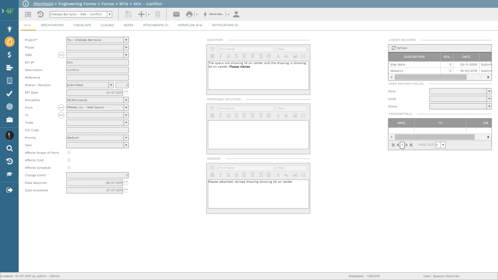 PMWEB 7 Forms RFIs Embracing Paperless Communications