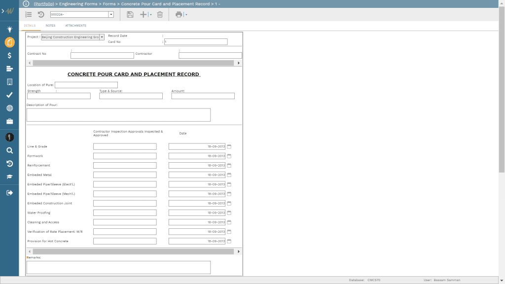 PMWeb 7 Forms Concrete Pour Card and Placement Record Embracing Paperless Communications