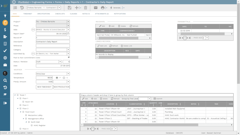 PMWeb 7 Engineering Forms Forms Daily Reports 