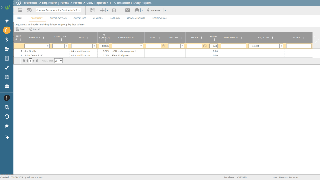 PMWeb 7 Engineering Forms Forms Daily Reports 