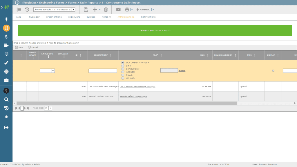 PMWeb 7 Engineering Forms Forms Daily Reports 