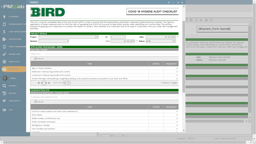 Using Checklists to Implement Comprehensive Hygiene Measures on Construction Sites During and Post the Pandemic Era