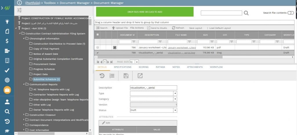 Store Contract Specification Documents and All Succeeding Revisions