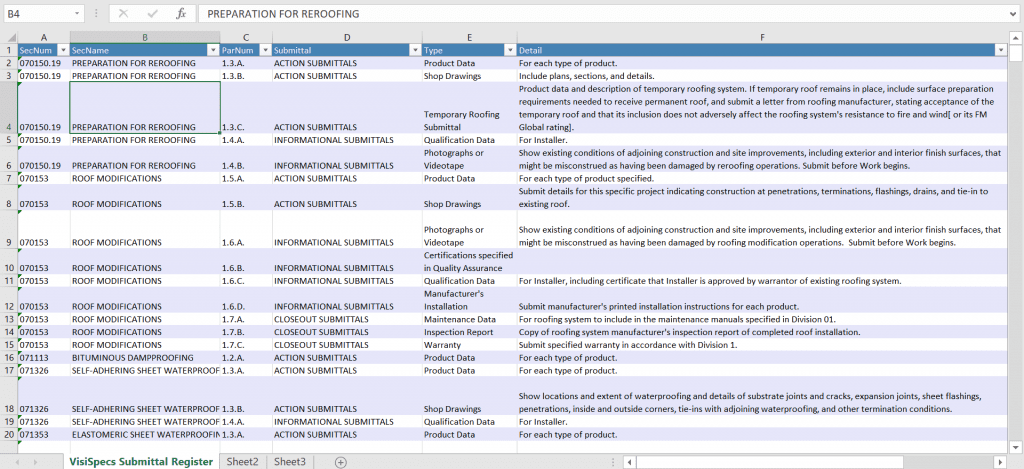 Generate Complete Submittal Log