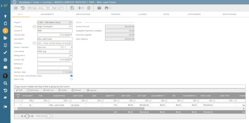 Miscellaneous Invoices