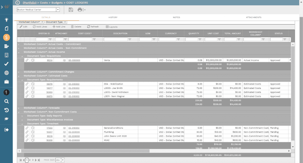 Reporting the Engineering Design Project Financial Status for Cost Estimating