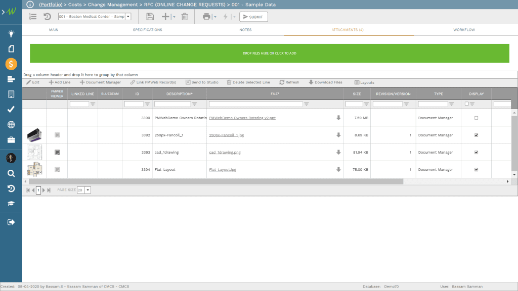 PMWeb 7 Costs Change Management RFC Online Change Requests