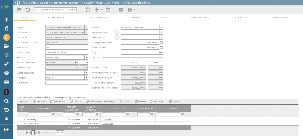 PMWeb 7 Cost Change Managment Commitment COs