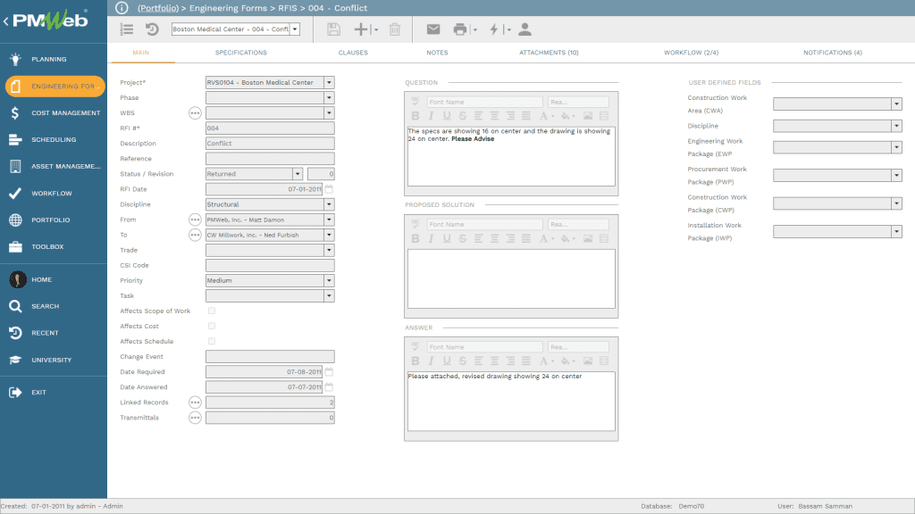 PMWeb 7 Engineering Forms RFIs Conflict to prepare for second COVID-19 wave