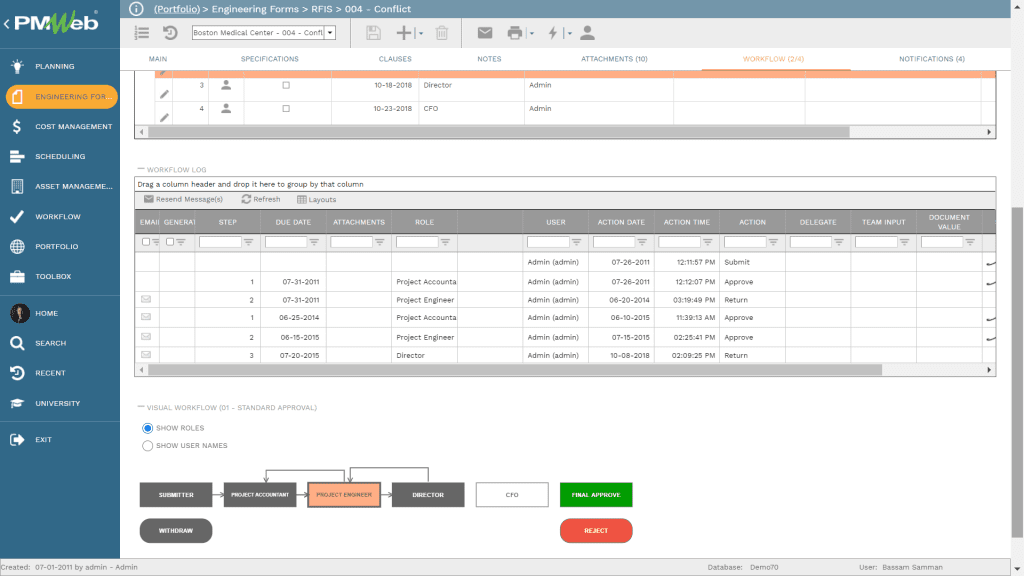 PMWeb 7 Engineering Forms RFIs Conflict 