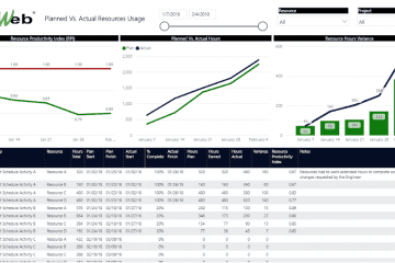 PMWeb 7 Planned Vs. Actual Resources Usage