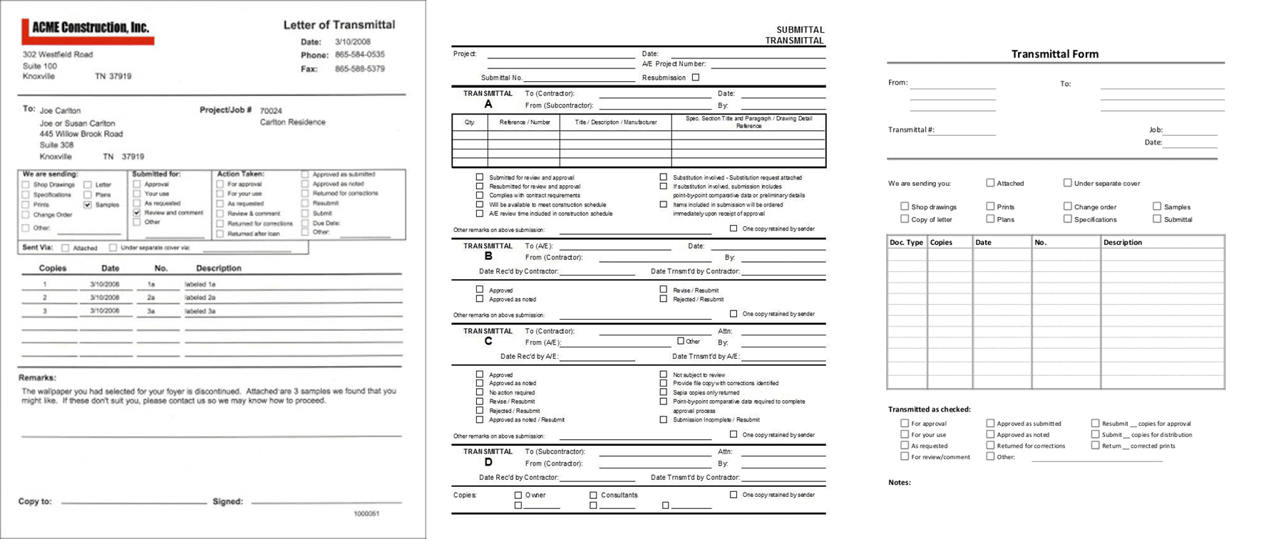 PMWeb 7 Forms Transmittals