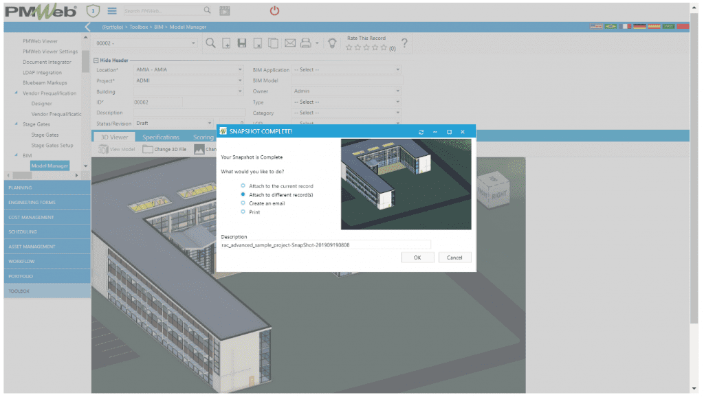 PMWeb 7 Toolbox BIM Model Manager 