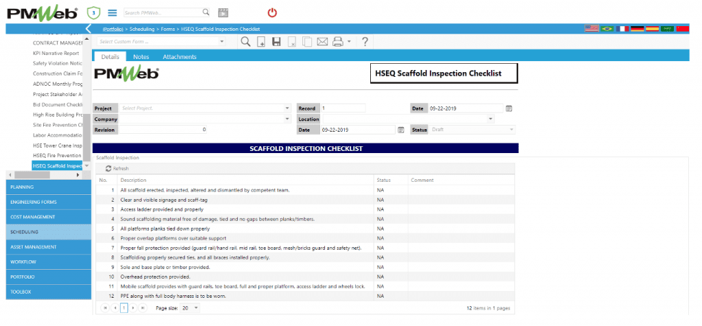 Monitoring and Evaluating a Scaffolding Inspection on Construction Sites