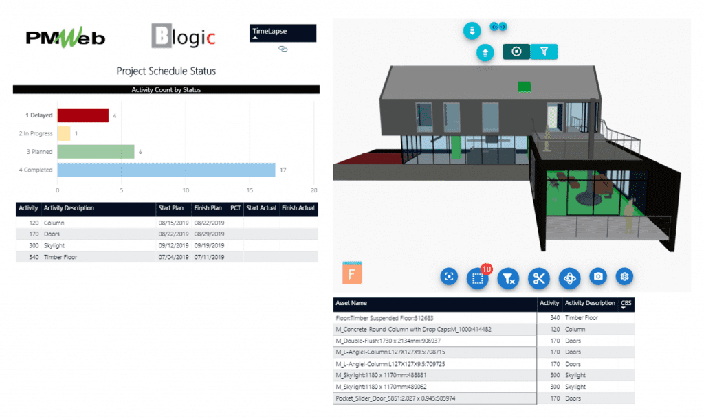 PMWeb 7 Project Schedule Status with BIM Models