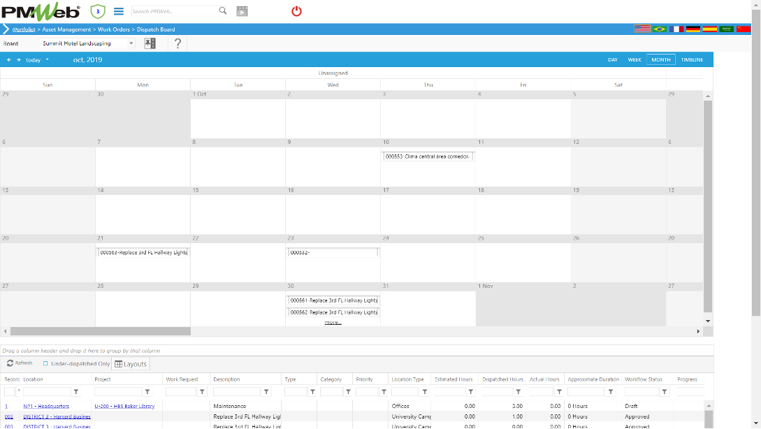 PMWeb 7 Asset Managment Work Orders Dispatch Board  