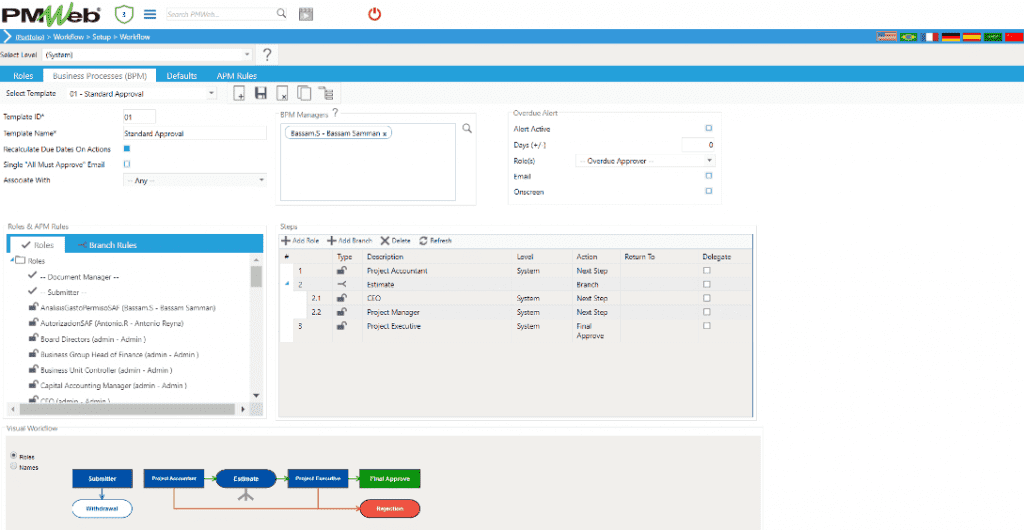 PMWeb 7 Workflow Setup Workflow 
business Processes (BPM)