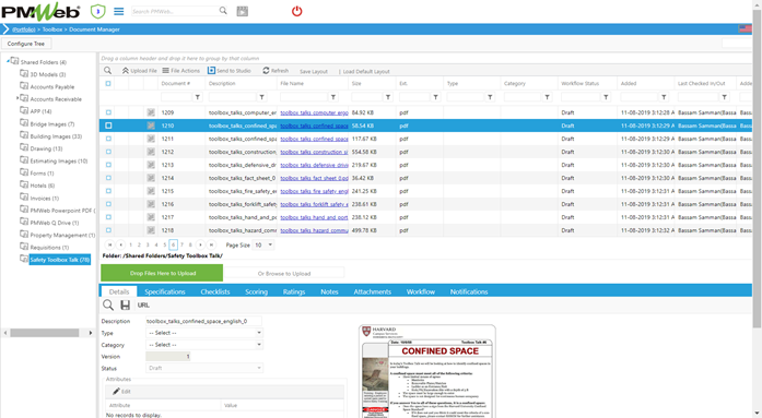 PMWeb 7 Toolbox Document Manager Details 