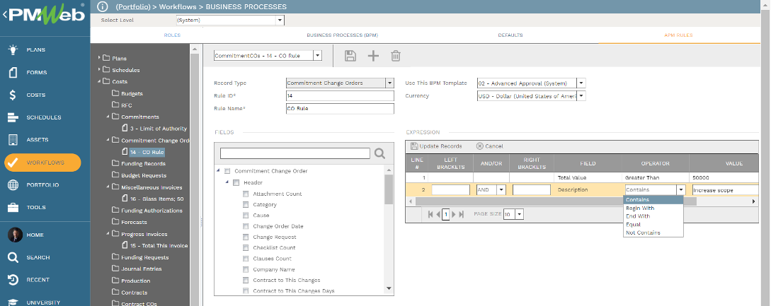 PMWeb 7 Workflows Business Processes APM Rules 