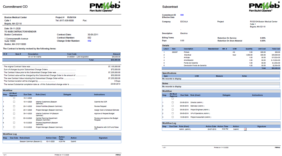 PMWeb 7 Commitment CO Subcontract 