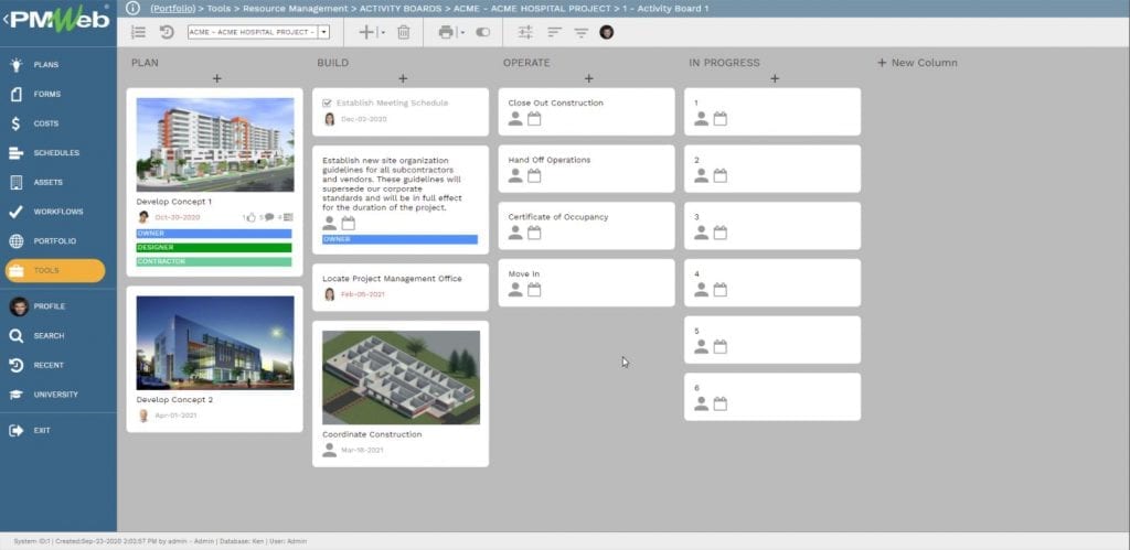 PMWeb 7.1 Activity Boards Card View