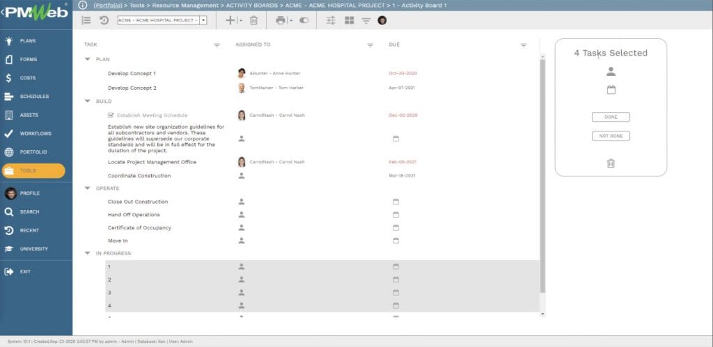 PMWeb 7.1 Activity Boards List View