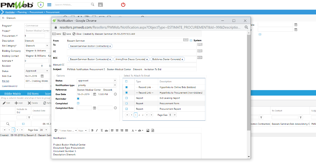 PMWeb 7 Planning Procurement Procurement Notification Google Chrome 