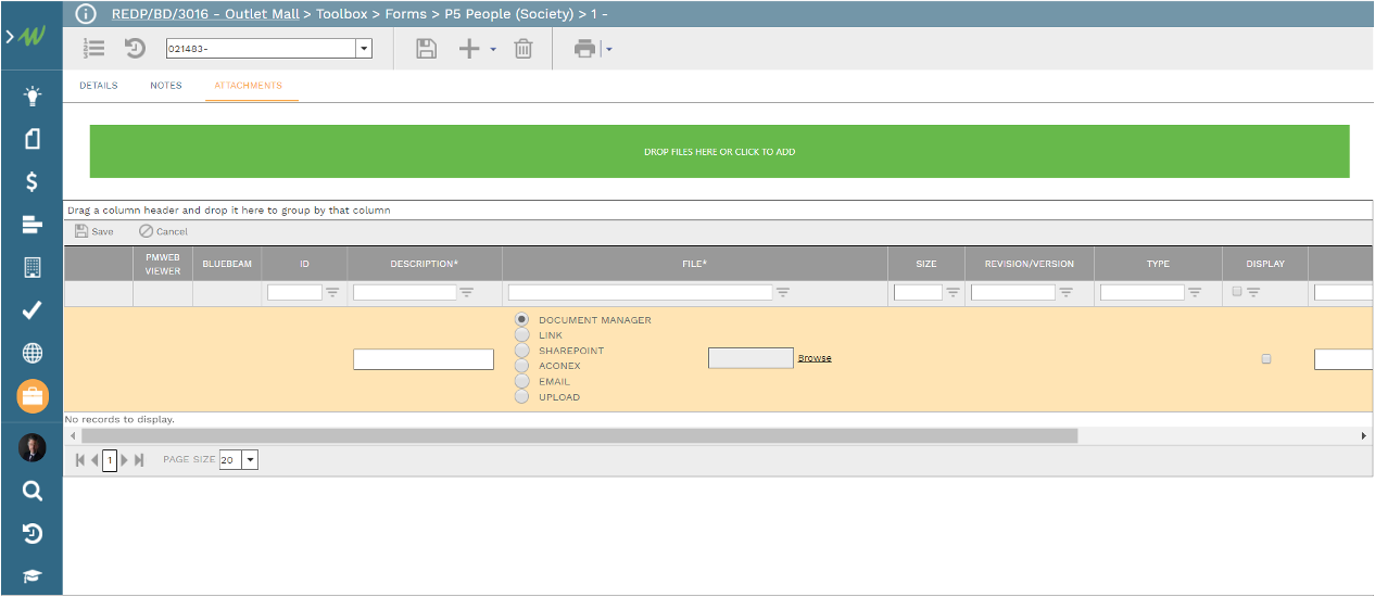 PMWeb 7 Toolbox Forms Attachments 