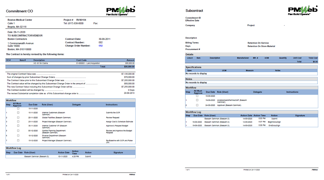 PMWeb 7 Commitment CO Subcontract 