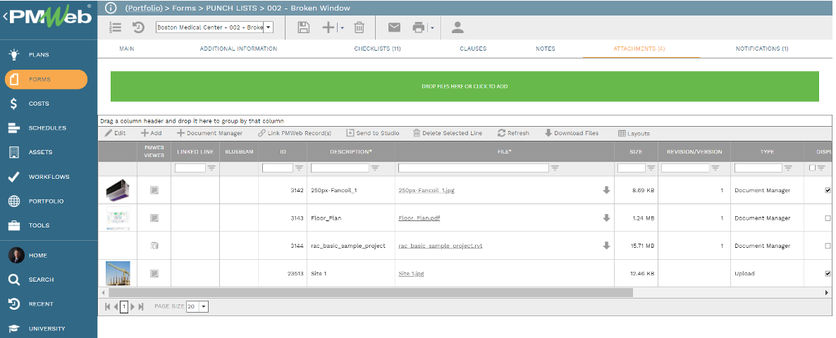 PMWeb 7 Punch Lists Attachments 