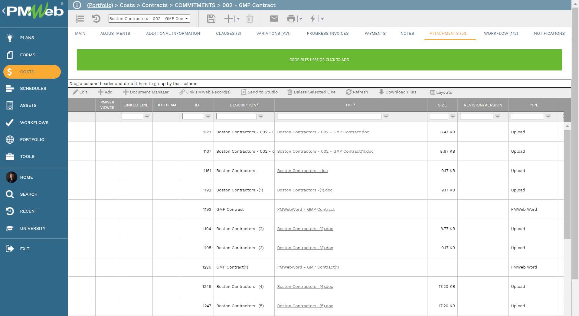 PMWeb 7 Costs Contracts Commitments GMP Contract 