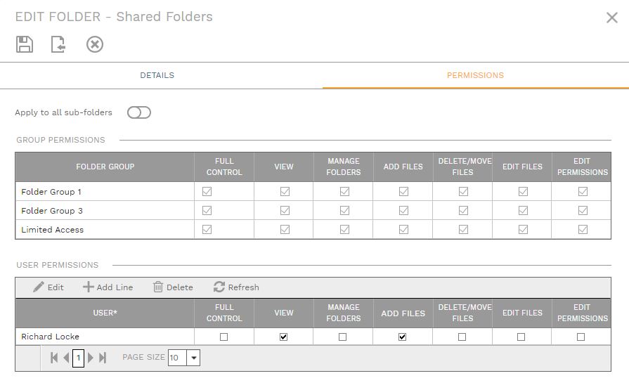 document manager folder permissions