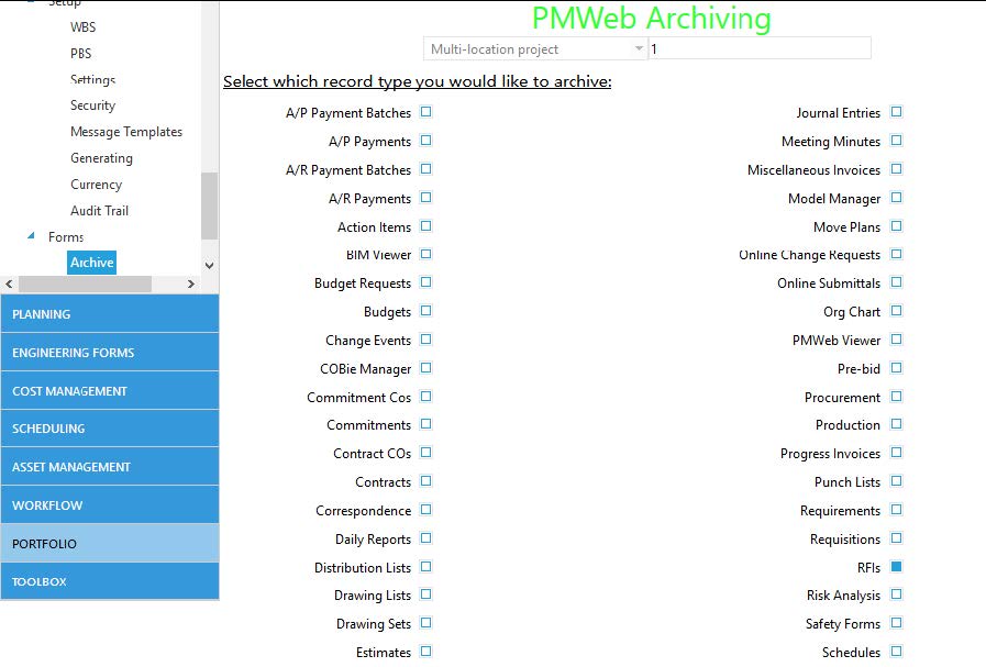 PMWeb 7 Archiving