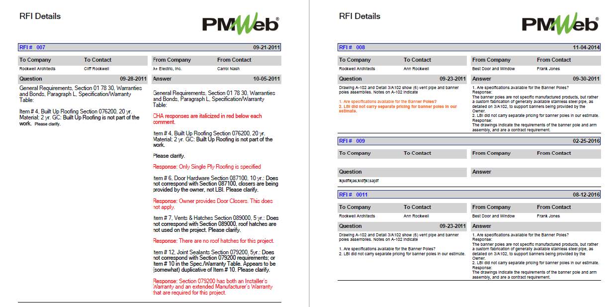 PMWeb 7 RFI Details