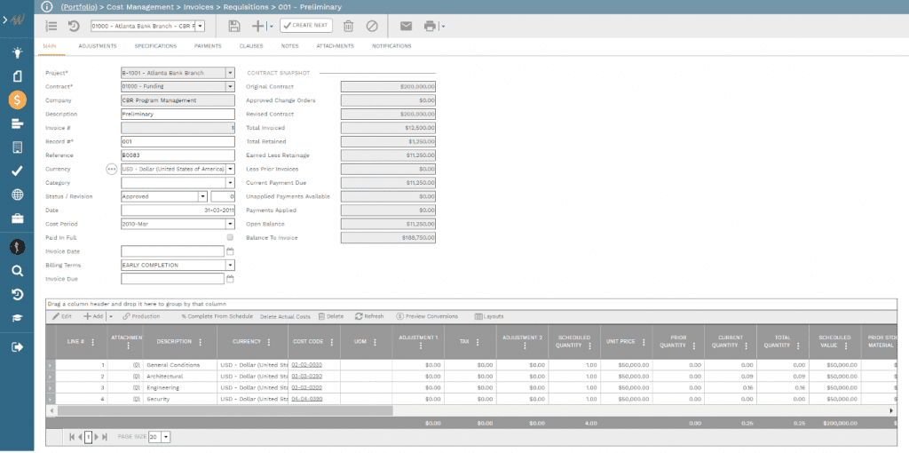 PMWeb 7 Cost Managment Invoices Requisitions 