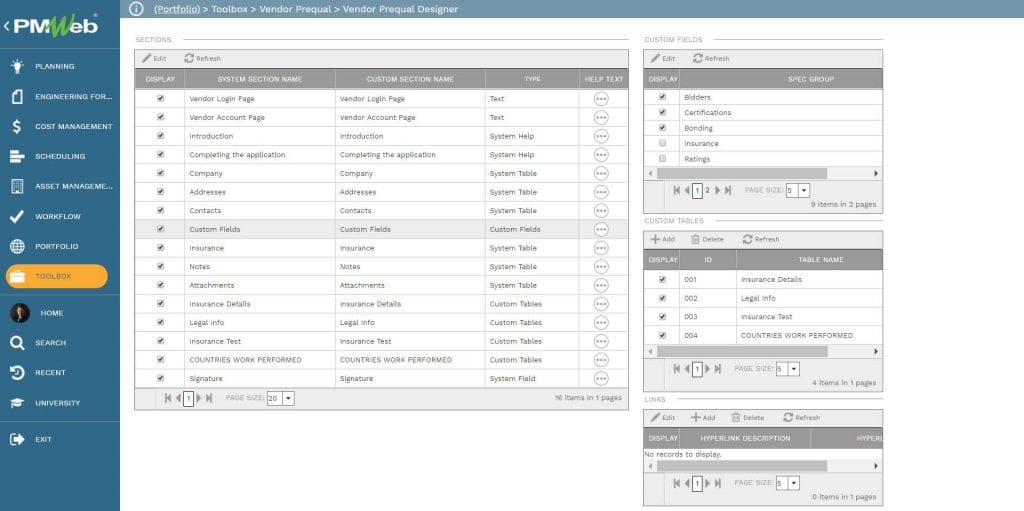 PMWeb 7 Toolbox Vendor Prequel Vendor Prequel Designer 