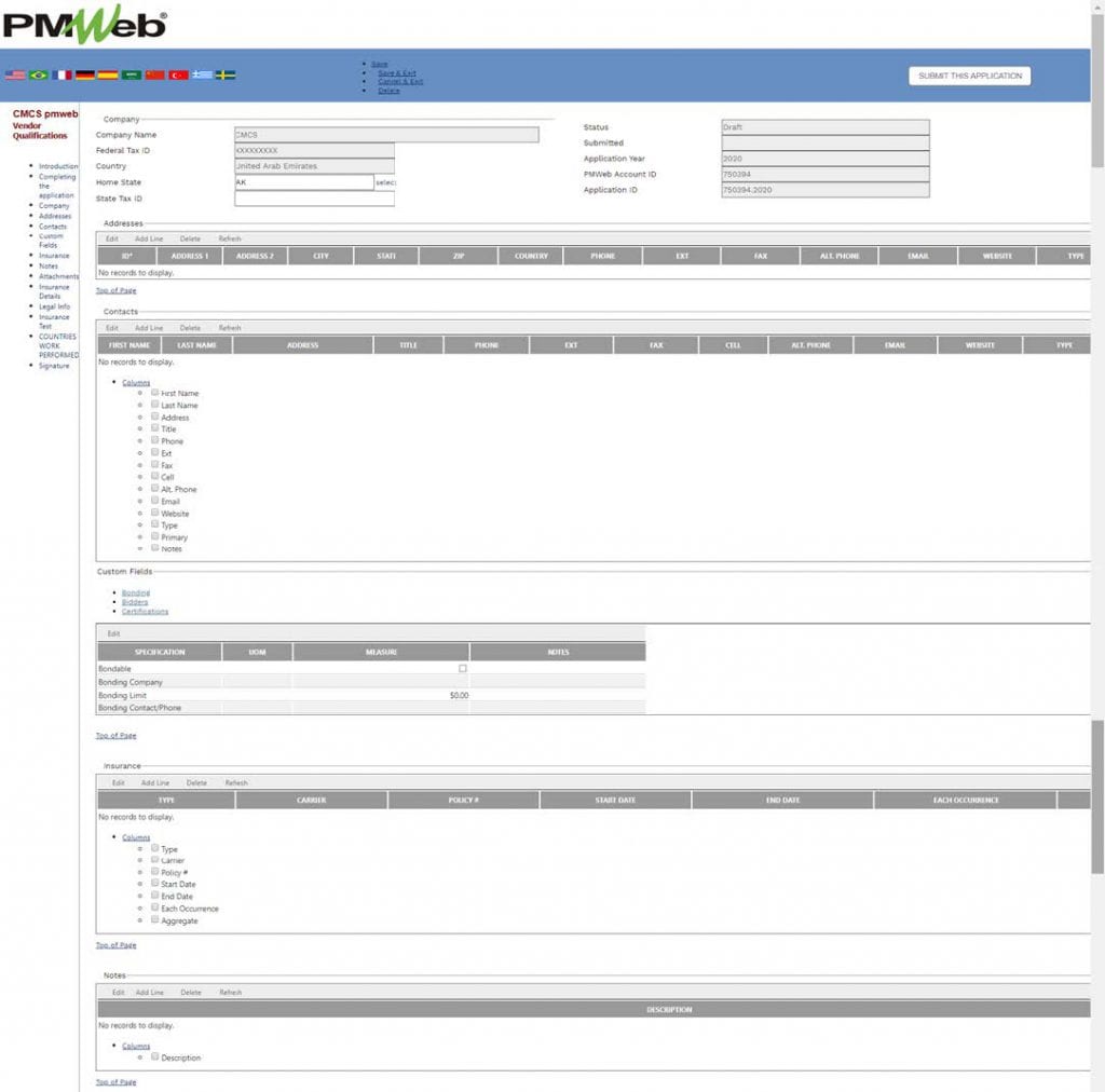 PMWeb 7 Vendor 