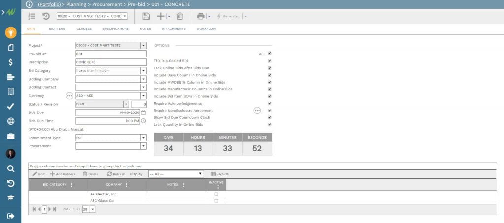 PMWeb 7 Planning e-Procurement Per-Bid