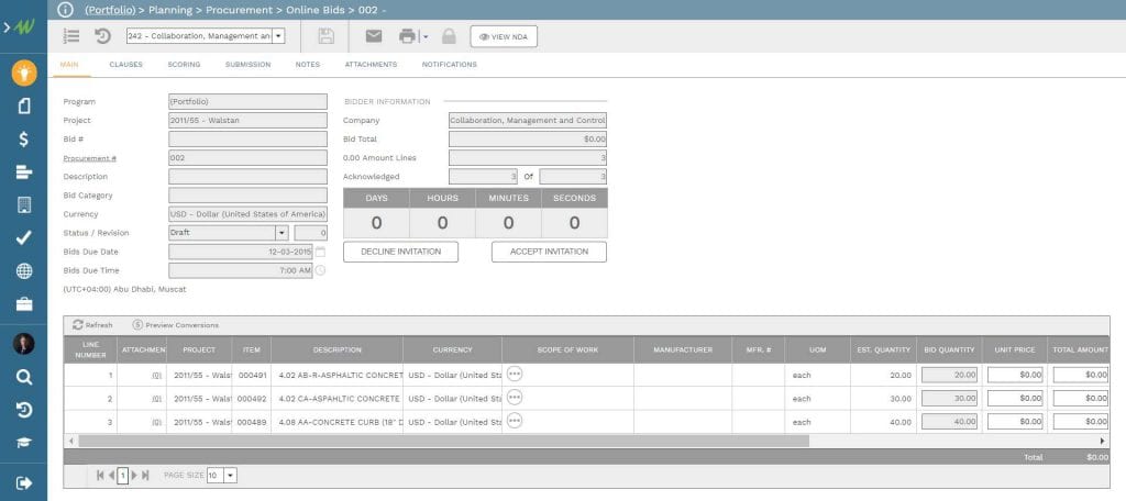 PMWeb 7 Planning Online Bids with e-Procurement