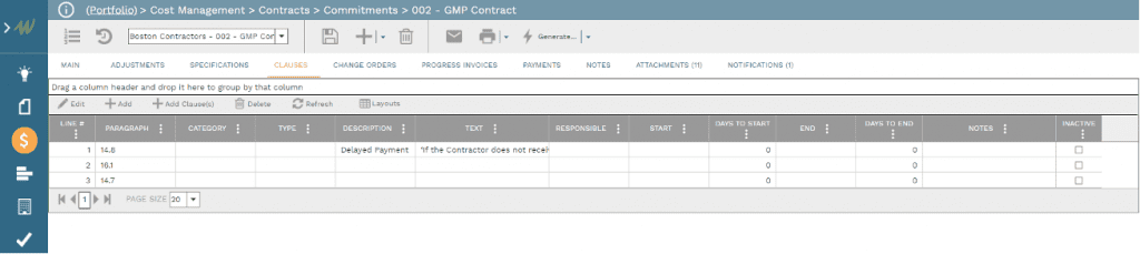 PMWeb 7 Cost management Contracts Commitments 