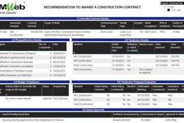 PMWeb 7 Recommendation to Award a Construction Contract