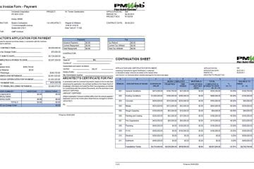PMWeb 7 Progress Invoice Form Payment Continuation Sheet